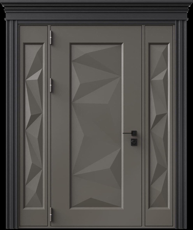 Входная термодверь с металлофиленкой, вставками по бокам, карнизом и порошковым напылением RAL 7022 (тип №6) Входная термодверь с металлофиленкой, вставками по бокам, карнизом и порошковым напылением RAL 7022 (тип №6)