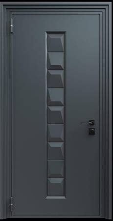 Входная термодверь с металлофиленкой и порошковым напылением RAL 7021 (тип №10)
